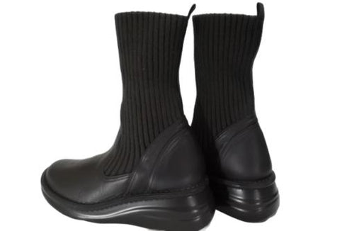 【インコルジェ8172 ダークブラウン】ヒール高ショートニットブーツ